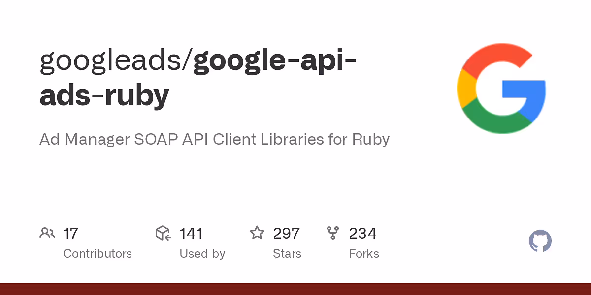 Ad Manager SOAP API Client Libraries for Ruby