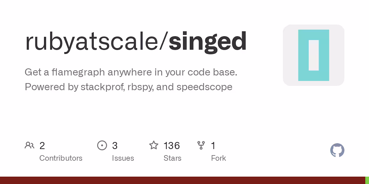 Get a flamegraph anywhere in your code base. Powered by stackprof, rbspy, and speedscope
