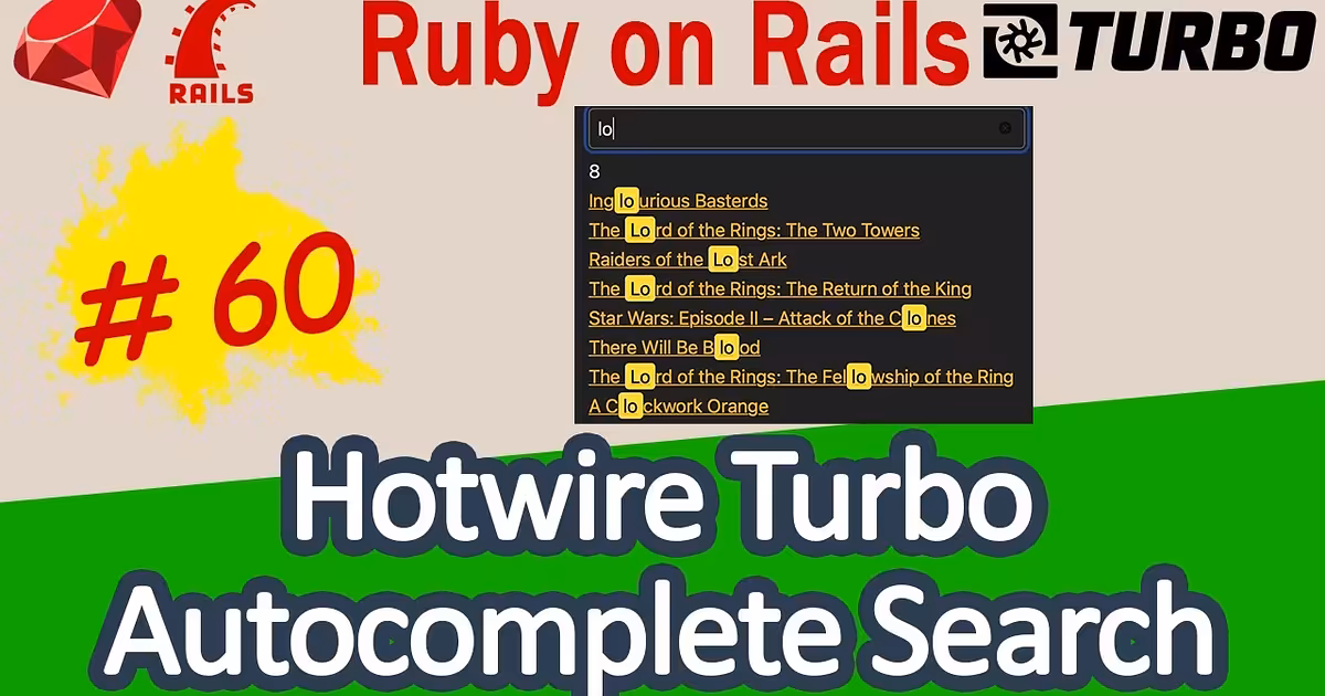 Ruby on Rails 60 Hotwire Turbo Streams Autocomplete Search - YouTube