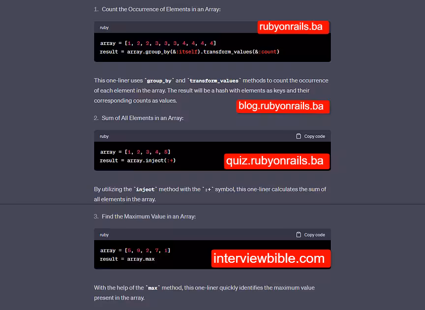 10 Useful Ruby One-Liners: Examples and Descriptions