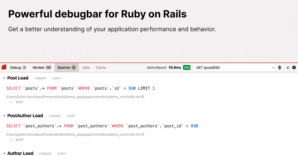 Debugbar: Powerful devtools for Ruby on Rails