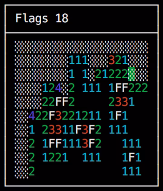 Terminal mine hunting game.
