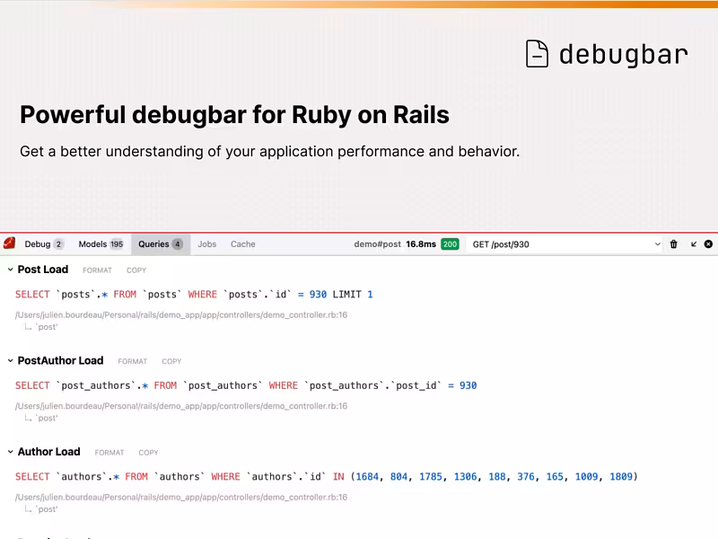 Debugbar: Powerful devtools for Ruby on Rails
