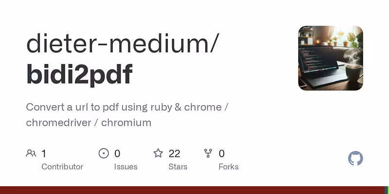 dieter-medium/bidi2pdf: Convert a url to pdf using ruby & chrome / chromedriver / chromium
