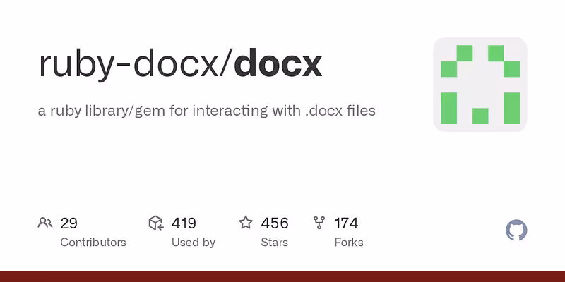 ruby-docx/docx: a ruby library/gem for interacting with .docx files