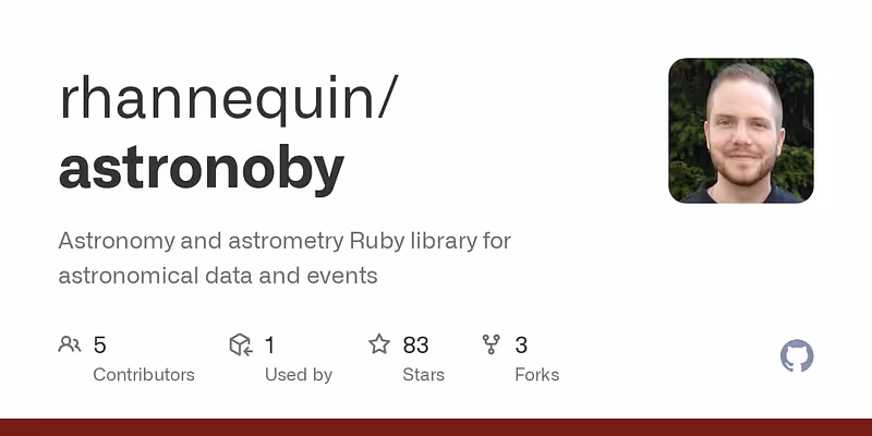 rhannequin/astronoby: Astronomy and astrometry Ruby library for astronomical data and events