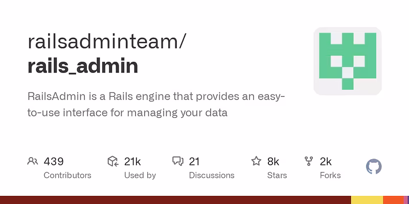 railsadminteam/rails_admin: RailsAdmin is a Rails engine that provides an easy-to-use interface for managing your data