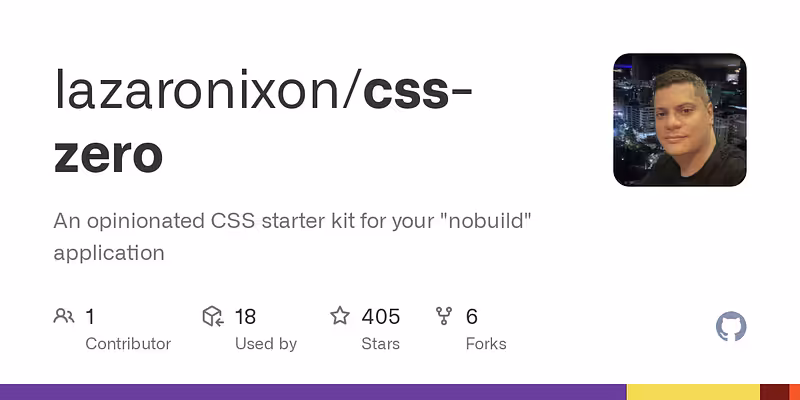 lazaronixon/css-zero: An opinionated CSS starter kit for your "nobuild" application