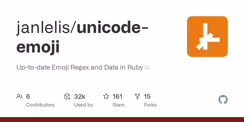 janlelis/unicode-emoji: Up-to-date Emoji Regex and Data in Ruby 💥