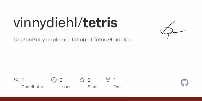 vinnydiehl/tetris: DragonRuby implementation of Tetris Guideline