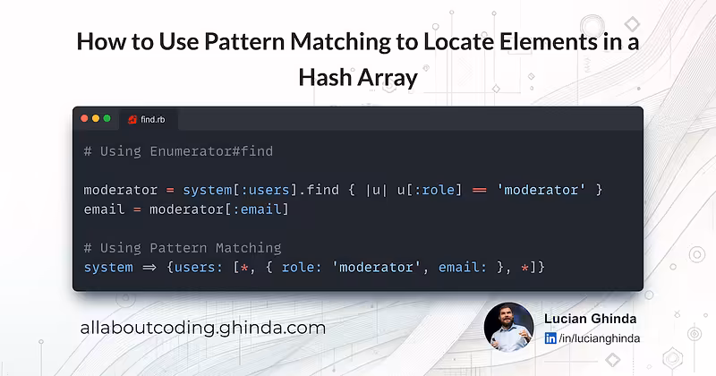 Locating Elements in Hash Arrays Using Pattern Matching in Ruby