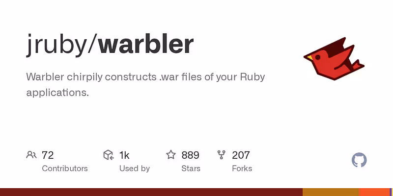 jruby/warbler: Warbler chirpily constructs .war files of your Ruby applications.