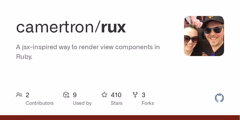 camertron/rux: A jsx-inspired way to render view components in Ruby.