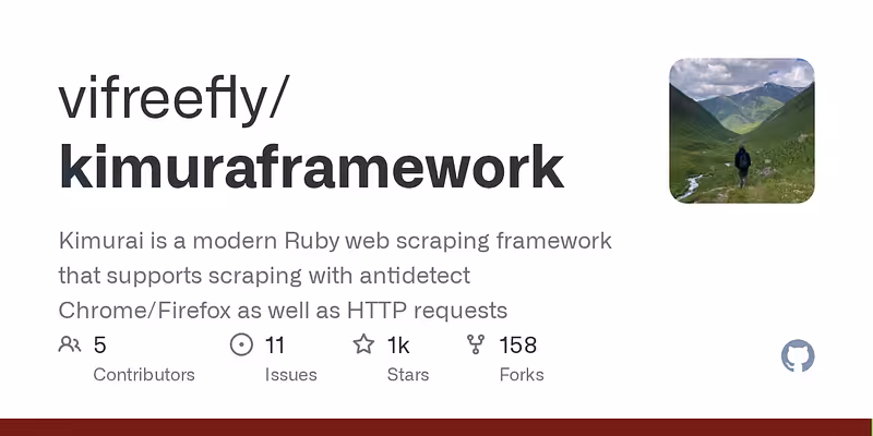 vifreefly/kimuraframework: Kimurai is a modern Ruby web scraping framework that supports scraping with antidetect Chrome/Firefox as well as HTTP requests