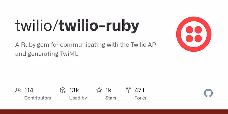 twilio/twilio-ruby: A Ruby gem for communicating with the Twilio API and generating TwiML