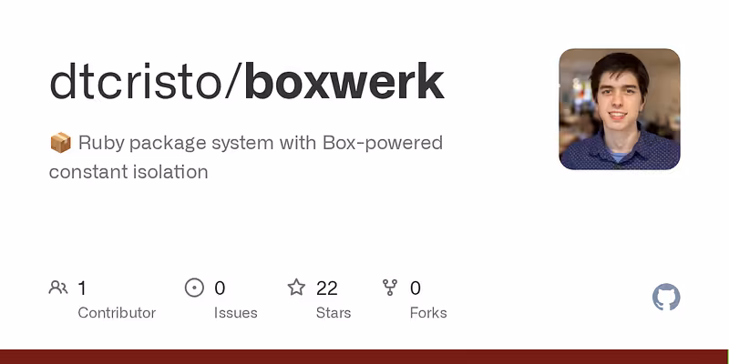 dtcristo/boxwerk: 📦 Ruby package system with Box-powered constant isolation