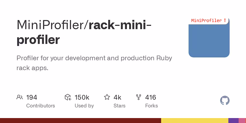 MiniProfiler/rack-mini-profiler: Profiler for your development and production Ruby rack apps.