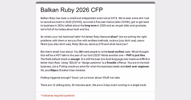 Balkan Ruby 2026 CFP