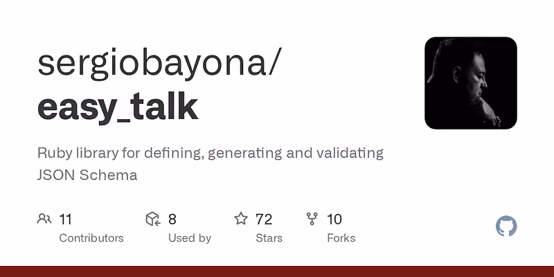 sergiobayona/easy_talk: Ruby library for defining, generating and validating JSON Schema
