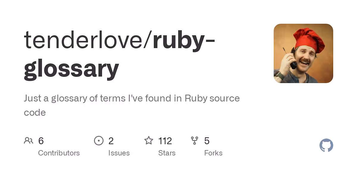 Just a glossary of terms I've found in Ruby source code