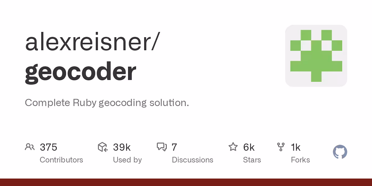 alexreisner/geocoder: Complete Ruby geocoding solution.