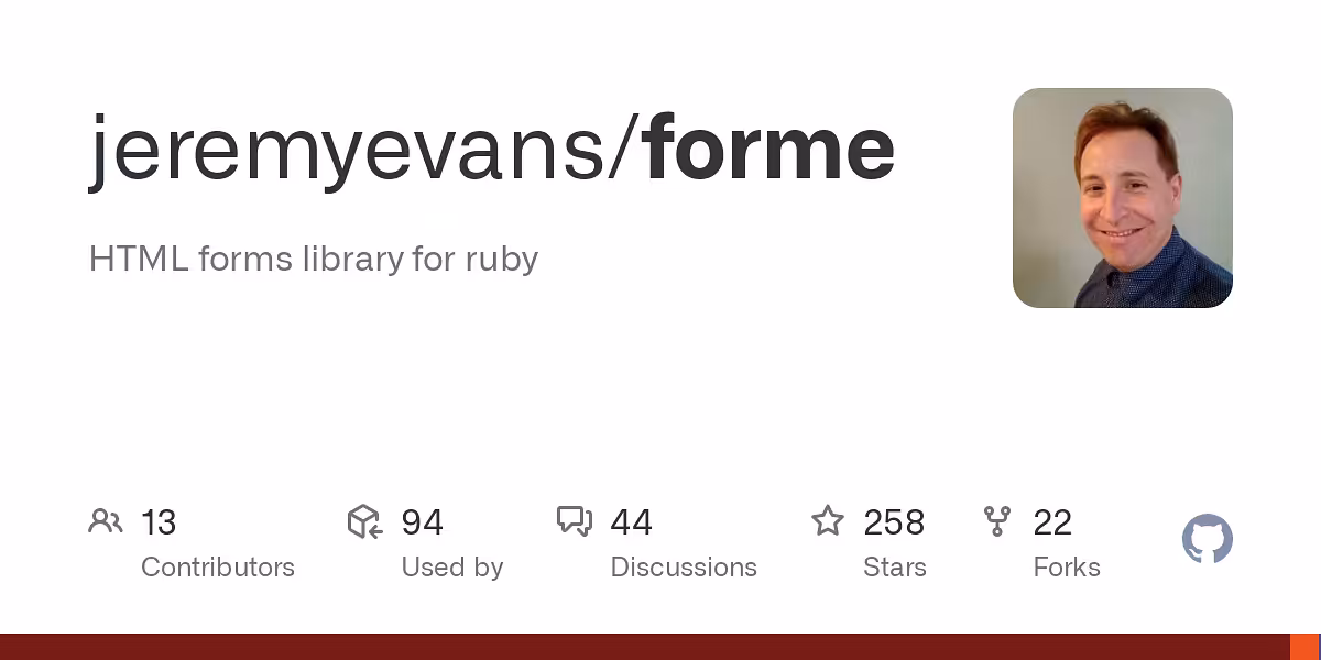 GitHub - jeremyevans/forme: HTML forms library for ruby