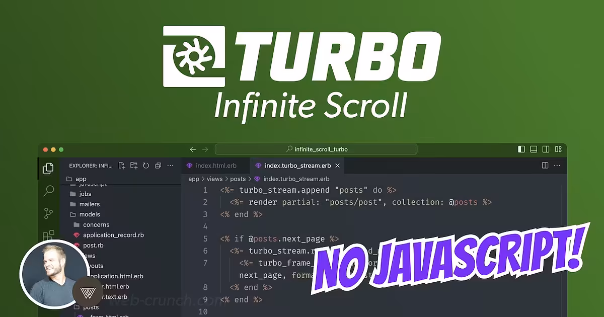 Infinite Scroll with Rails and Turbo - No JavaScript - YouTube