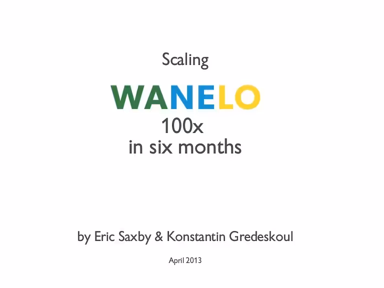 Scaling Wanelo.com 100x in Six Months